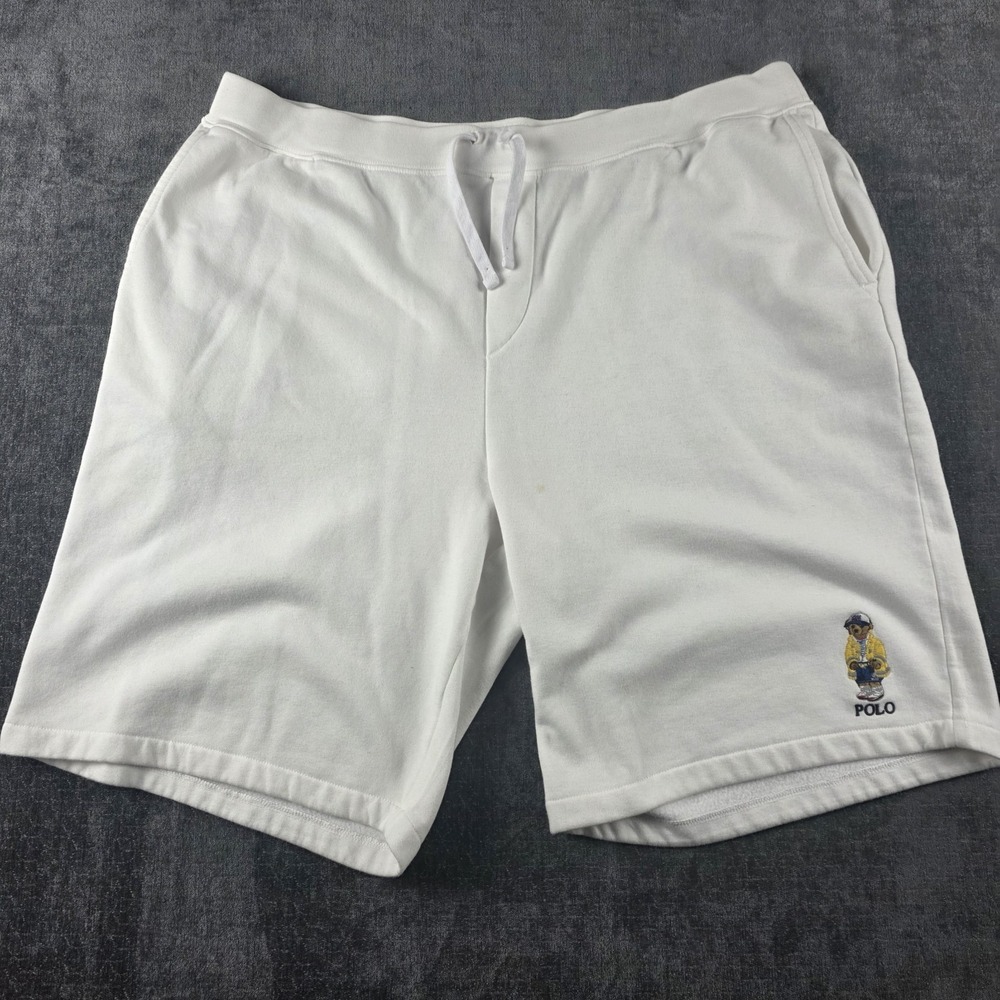 Polo Bear Ralph Lauren Sweat‎ Shorts Mens 3XLT Tall White Nautical Prep Boat 11"
